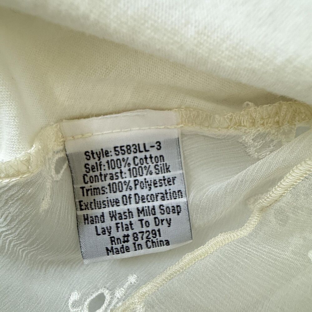 Johnny Was Love & Liberty Shirt Womens Small Embroidered Beaded Cotton Sheer - Picture 9 of 10